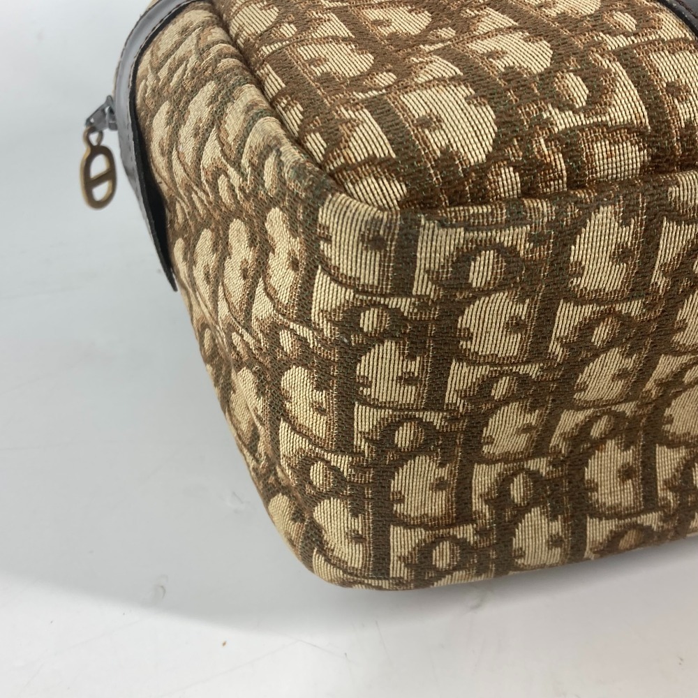 Dior Logo Trotter Boston Bag Beige Tan Leather Canvas - Picture 5 of 9